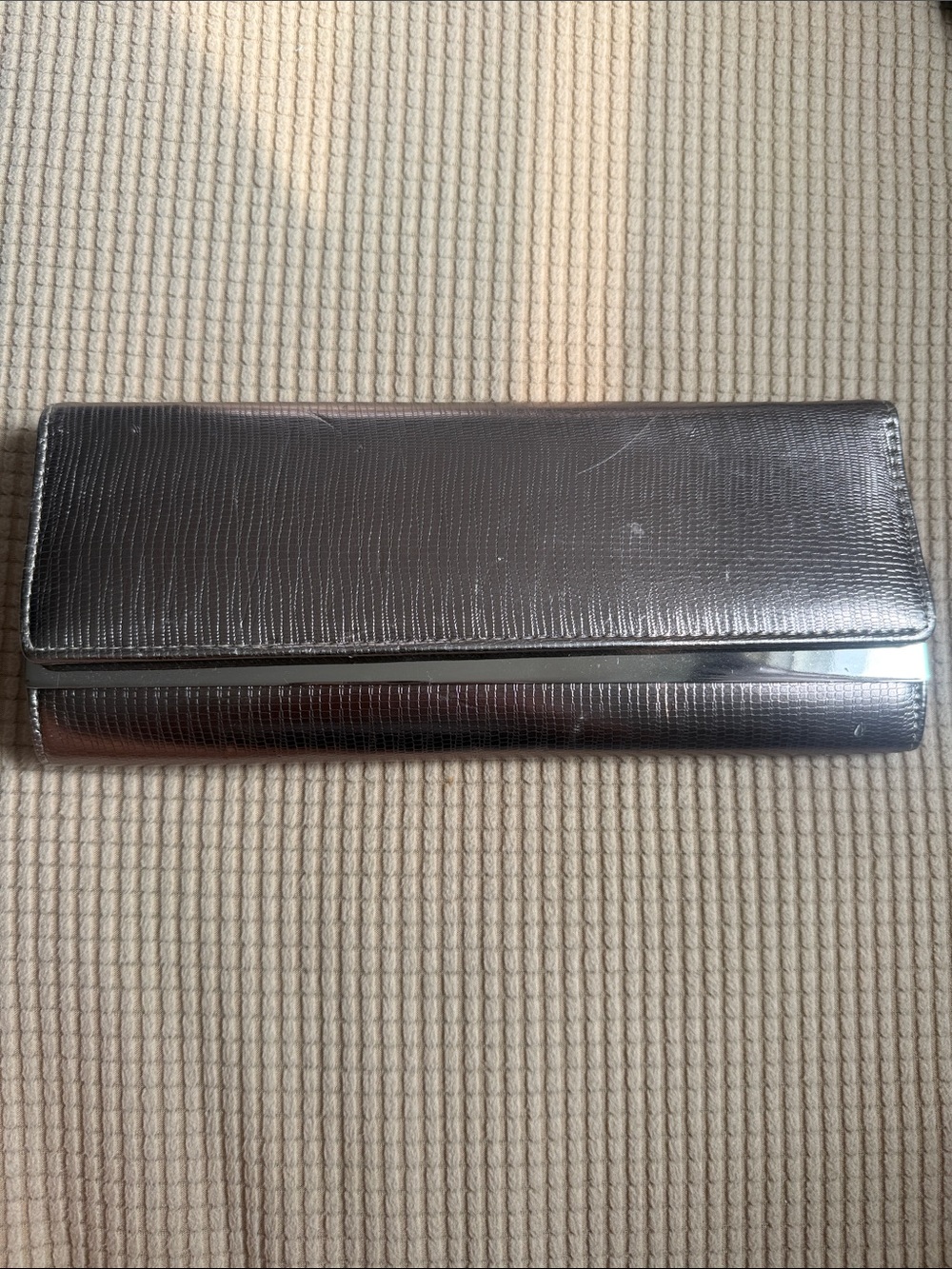 ALDO womens Metallic Silver Fold-Over clutch